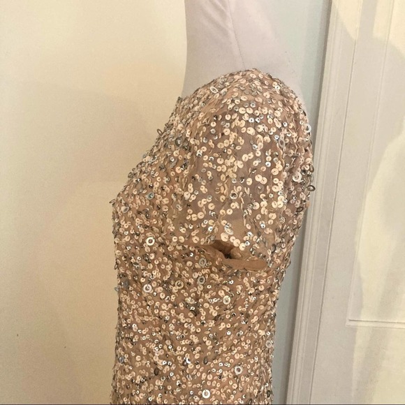 Adrianna Pappell Sequin Gown Blush Pink Scoop Back 4 - Picture 6 of 9